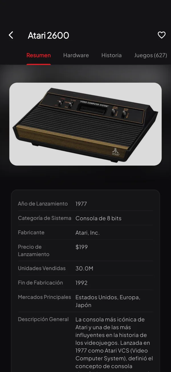 Atarium: Ficha de la Atari 2600