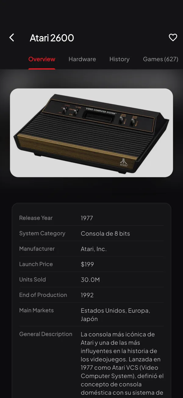 Atarium: Ficha de la Atari 2600
